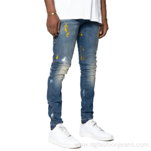 Distressed Splash Ink Skinny Jeans